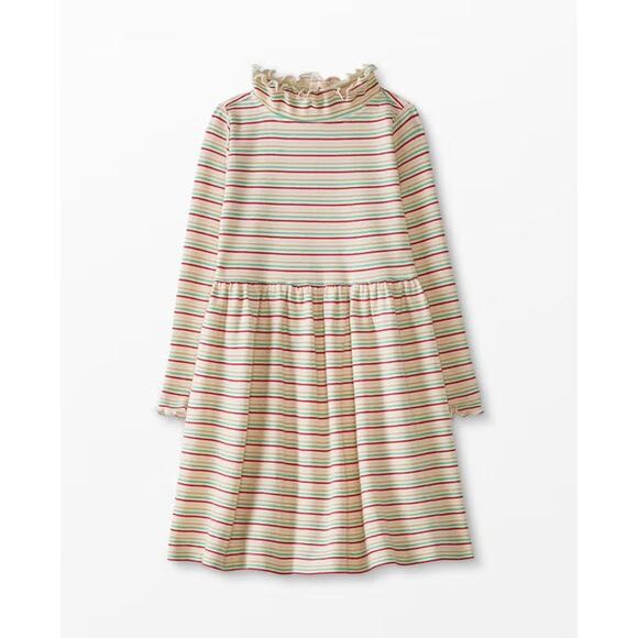 Hanna Andersson Striped Dress sz 120 (6-7) Stripe Lurex Rib Dress Festive - Picture 1 of 9